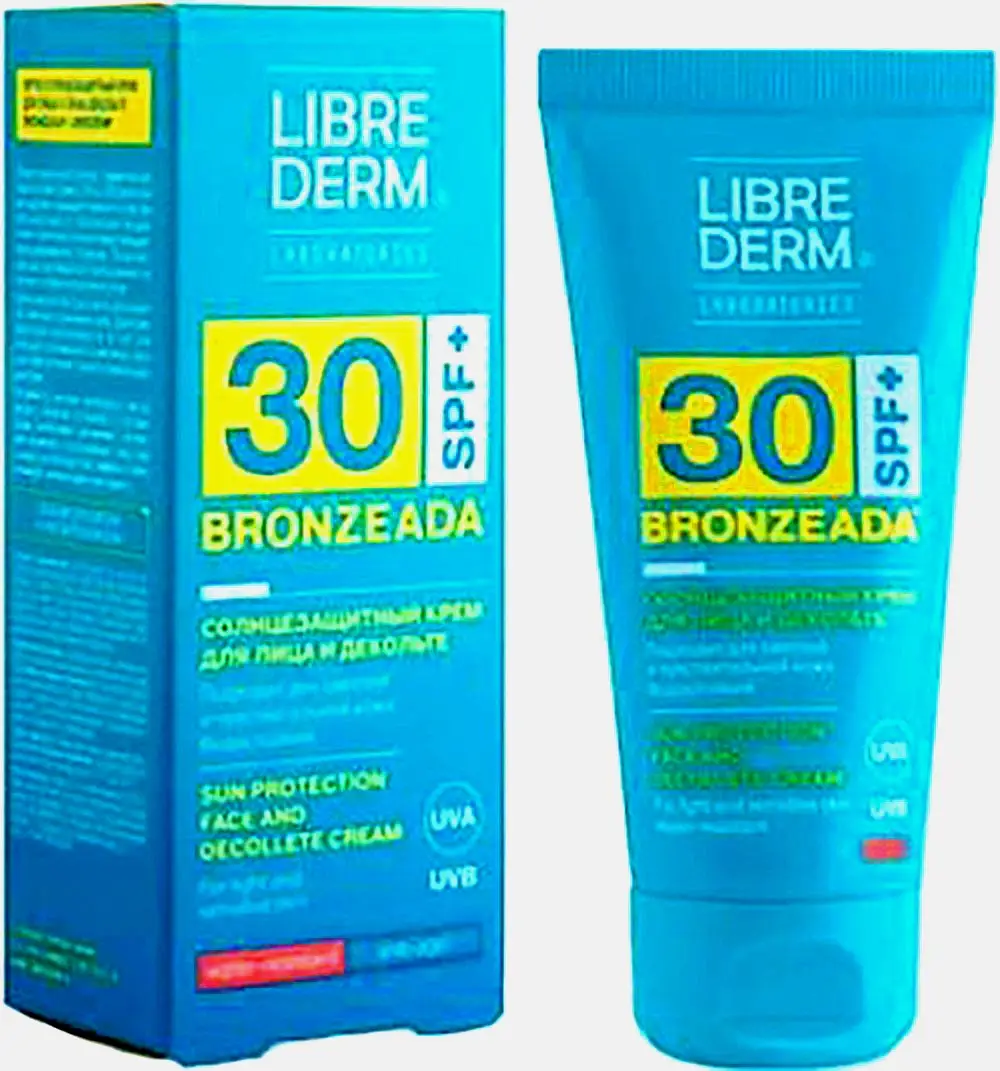 Солнцезащитный крем для лица и декольте SPF30 Librederm Bronzeada 50мл