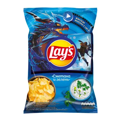 Изображение товара Чипсы Lays Сметана и зелень 225г - Вкусная закуска