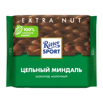 Изображение товара Шоколад Молочный Цельный миндаль Ritter Sport 100г
