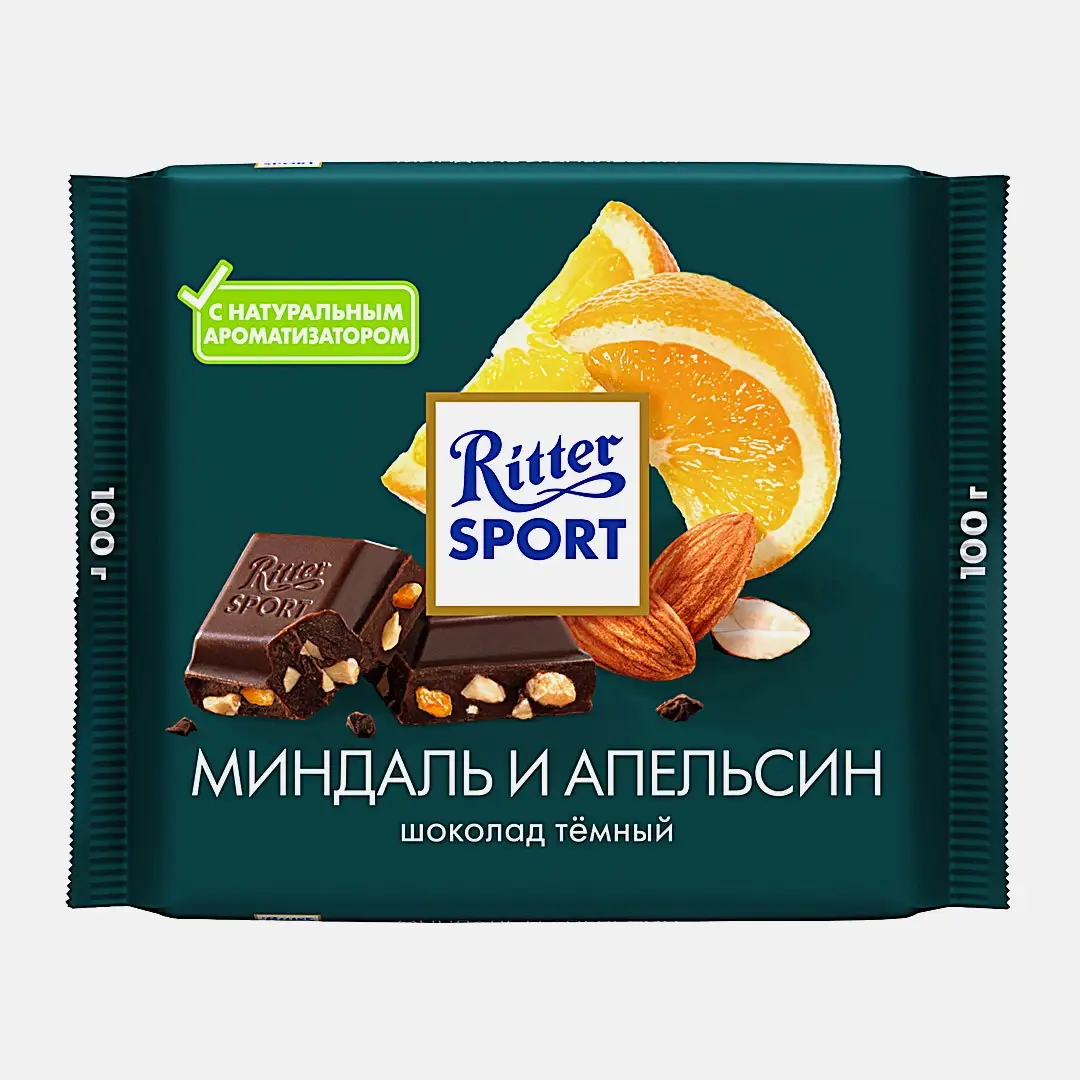 Шоколад Темный Миндаль и апельсин Ritter Sport 50% 100г