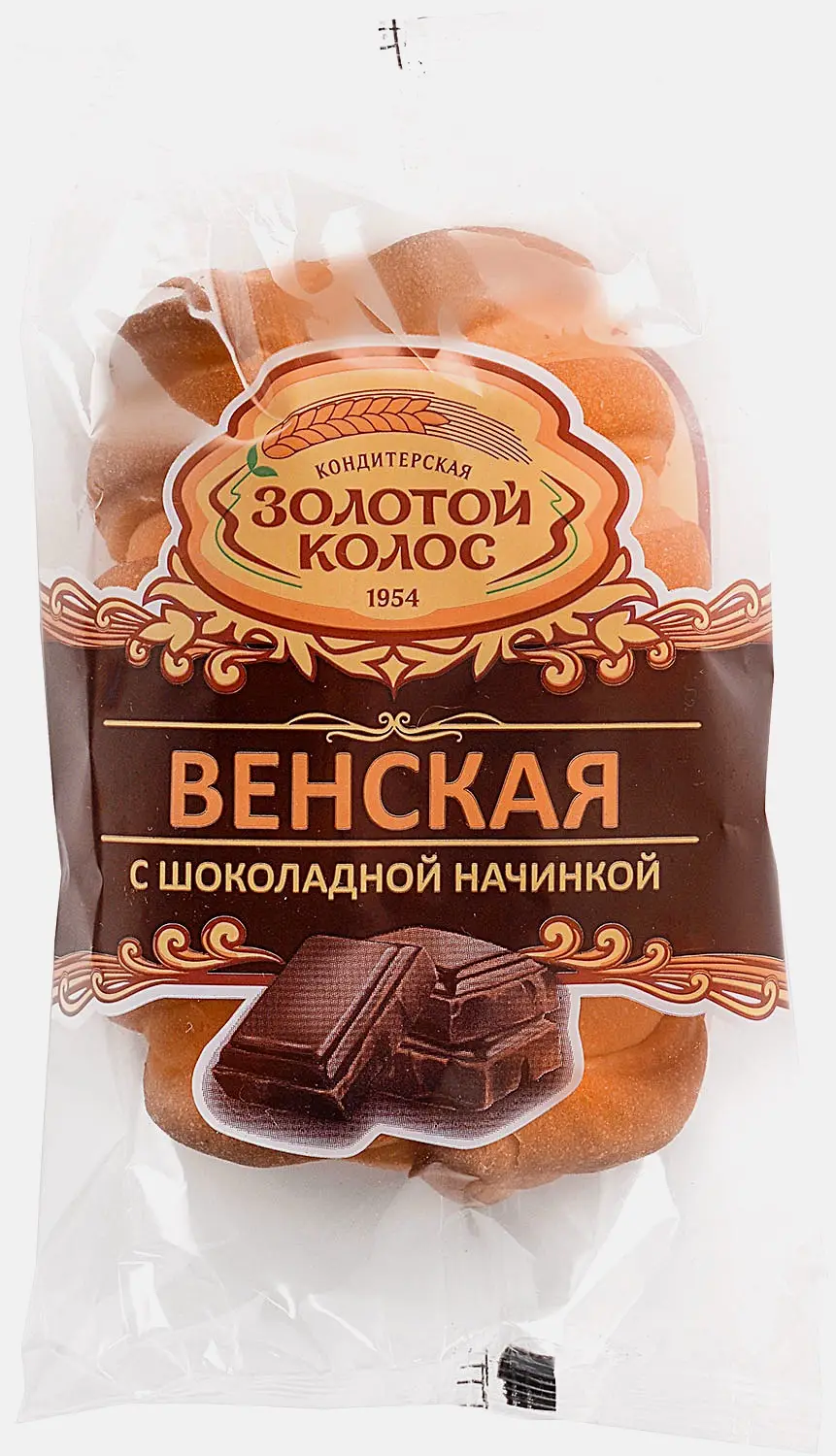 Булочка Венская с шоколадной начинкой Золотой колос 75г