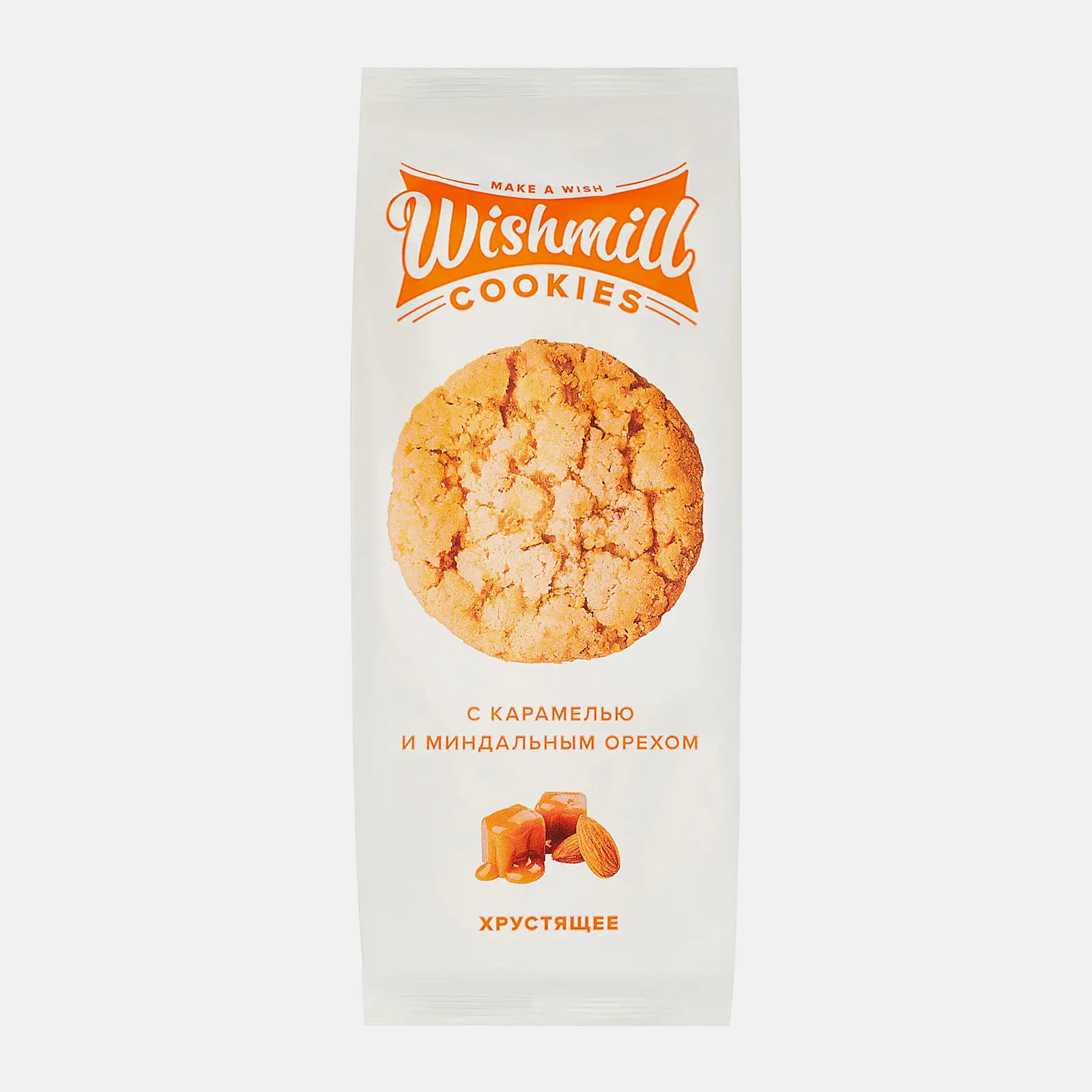 Печенье хрустящее карамель миндаль орех Wishmill 180г Печенье хрустящее карамель миндаль орех Wishmill 180г
