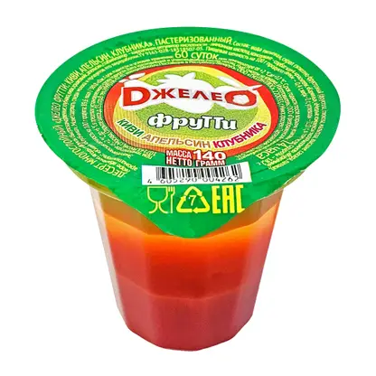 Изображение товара Десерт Джелео Фрутти Киви-апельсин-клубника 140г