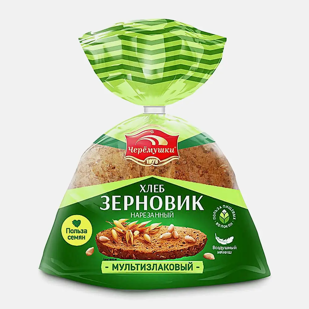 Изображение товара Хлеб Зерновик нарезка 300г от Черёмушки КБК натуральный зерновой хлеб