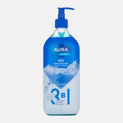 Гель для душа 3в1 Морские минералы Aura Family Men 1л