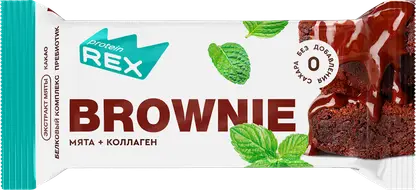 Пирожное Protein Rex протеиновое Брауни мятное с коллагеном 50г