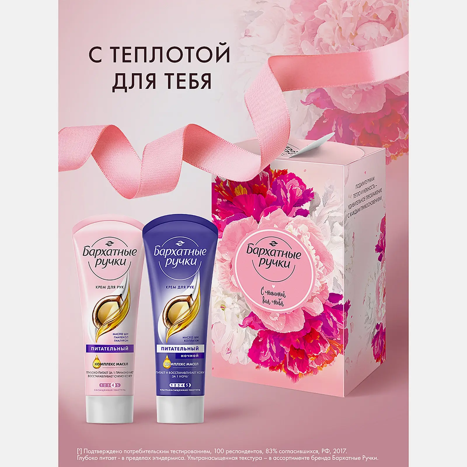 Подарочный набор Бархатные ручки С теплотой для тебя Крем для рук 2шт*80мл в ассортименте