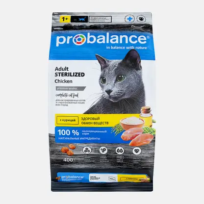 Сухой корм для стерилизованных кошек с курицей Probalance 400г