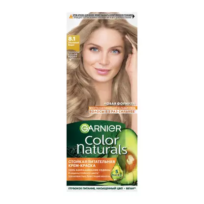 Изображение товара Стойкая крем-краска для волос Garnier Color Naturals оттенок 8.1 Песчаный берег питательная формула