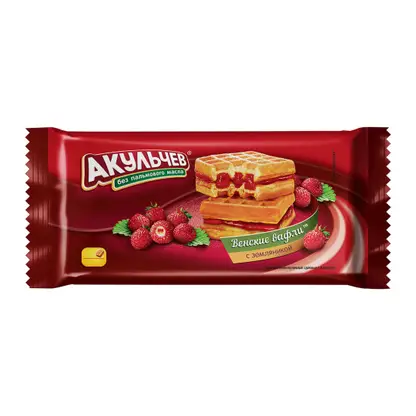 Изображение товара Вафли Акульчев Венские с земляникой 100г