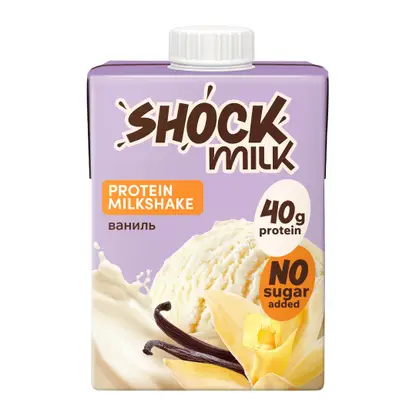 Изображение товара Коктейль молочный высокобелковый Ваниль Shock Milk 0% 480мл