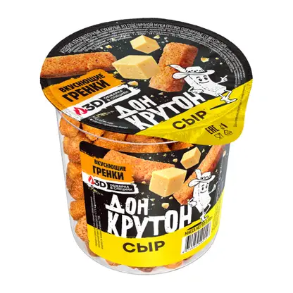 Изображение товара Гренки Дон Крутон пшеничные со вкусом сыра 130 г хрустящая закуска Изображение товара Гренки Дон Крутон пшеничные со вкусом сыра 130 г хрустящая закуска