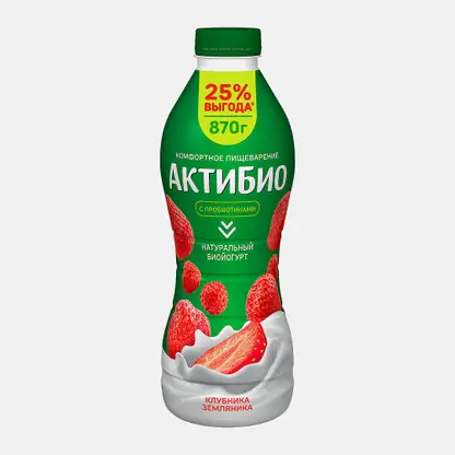 Биойогурт питьевой Актибио клубникой и земляникой 1.5% 870г