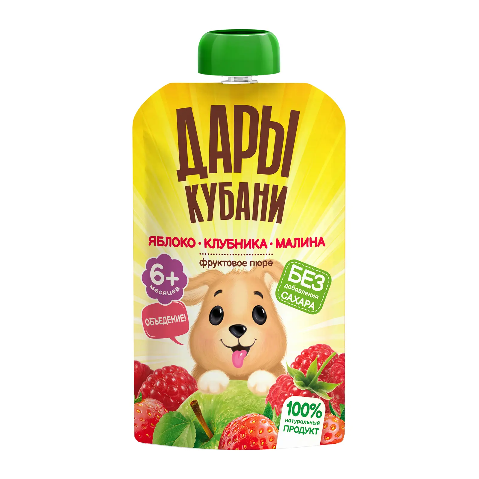 Изображение товара Пюре Дары Кубани фруктовое из яблок клубники малины с 6 месяцев 90г