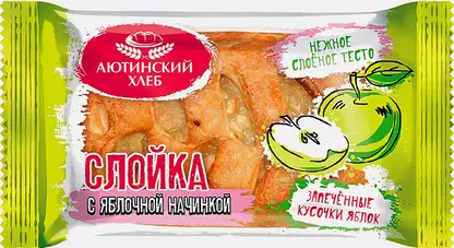 Слойка с яблоком дрожжевая 80г