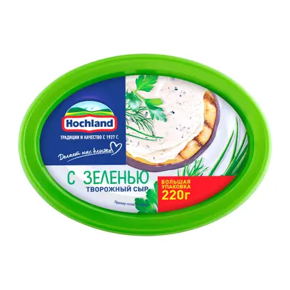 Изображение товара Сыр творожный Hochland с зеленью 60% 220г