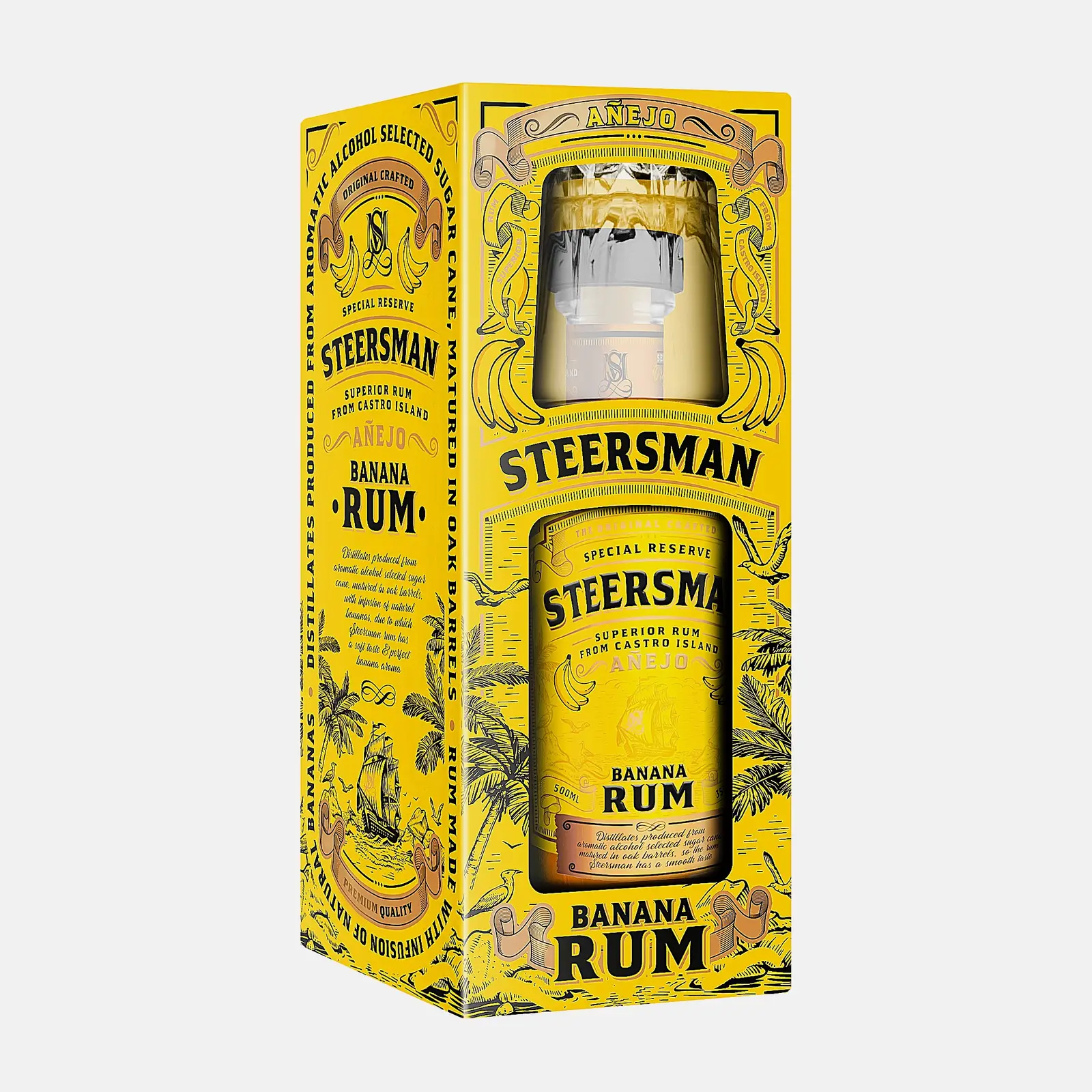 Изображение товара Коктейль Ромовый Steersman Banana 35% 500мл в подарочной упаковке