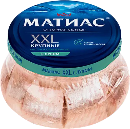 Сельдь Матиас филе-кусочки с луком в масле 260г