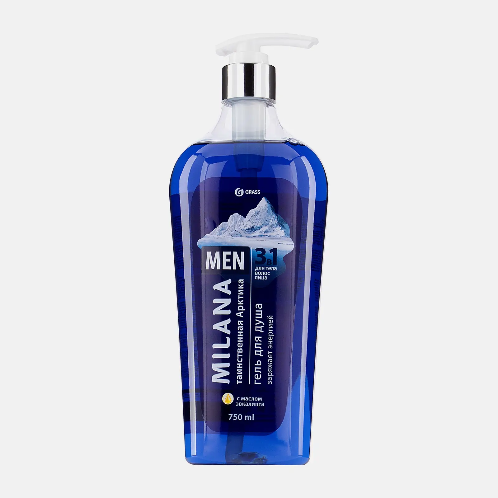 Гель для душа Milana Men Таинственная арктика эвкалипт 750мл