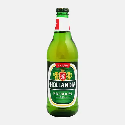 Пиво Hollandia светлое фильтрованное пастеризованное 4.8% 450мл