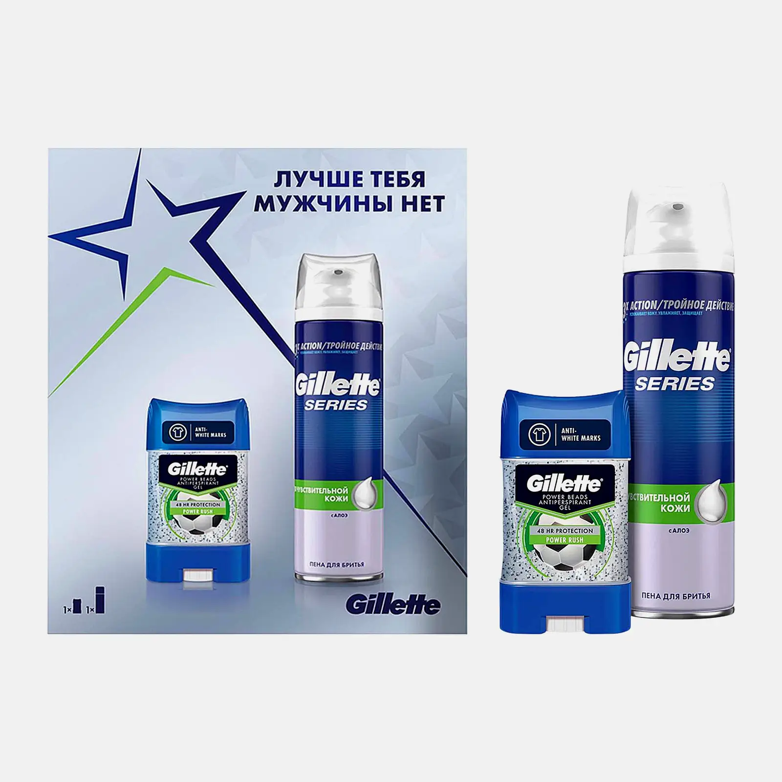 Подарочный набор для мужчин Gillette Дезодорант Power Rush 70мл + Пена для бритья 200мл - фото 4
