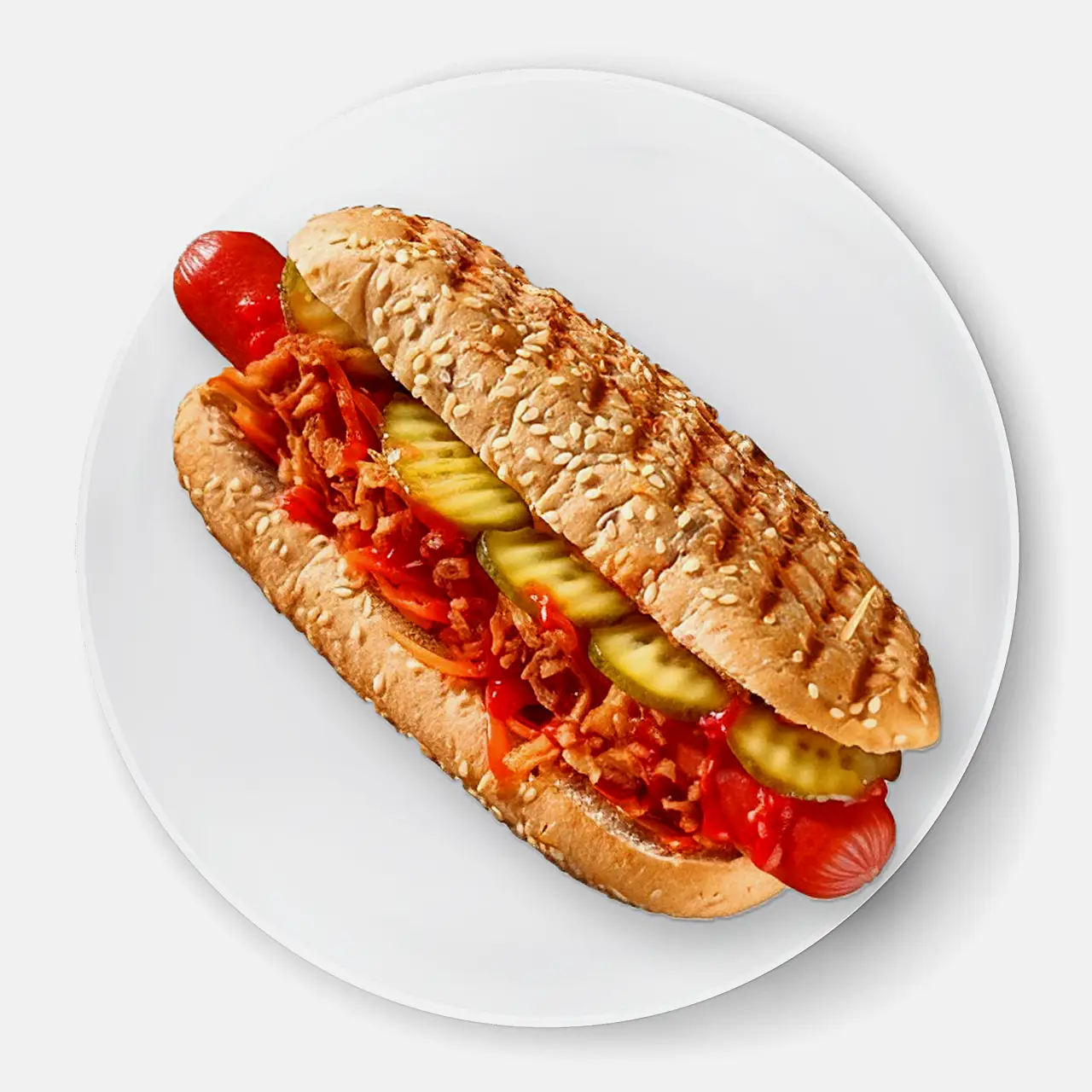 Изображение товара Зерновой хот-дог со свинской сосиской и микс-начинкой Магнит 180 г