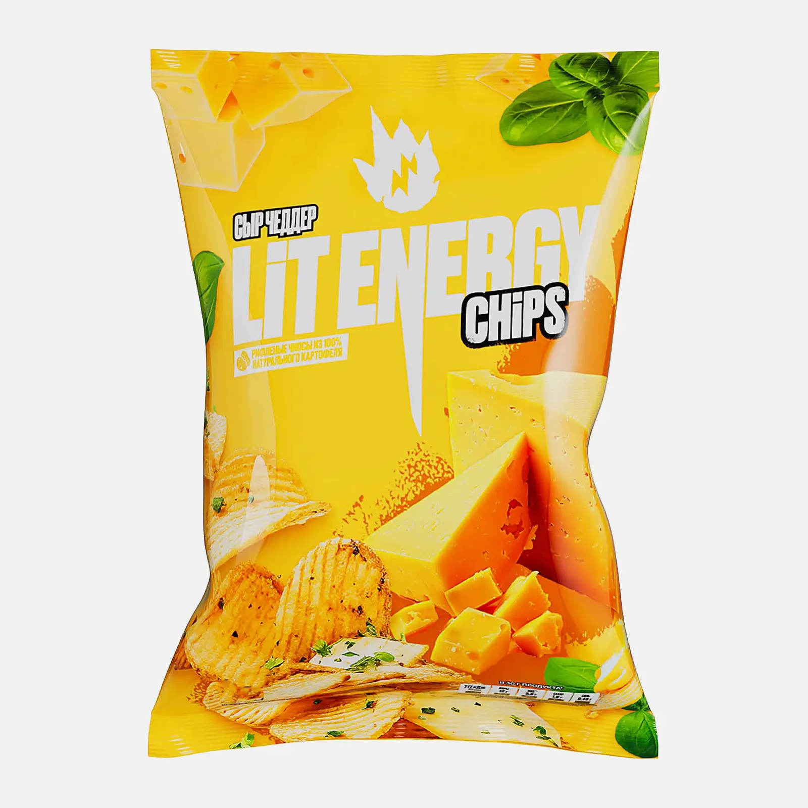 Изображение товара Чипсы рифленые со вкусом сыр чеддер Lit Energy 120г