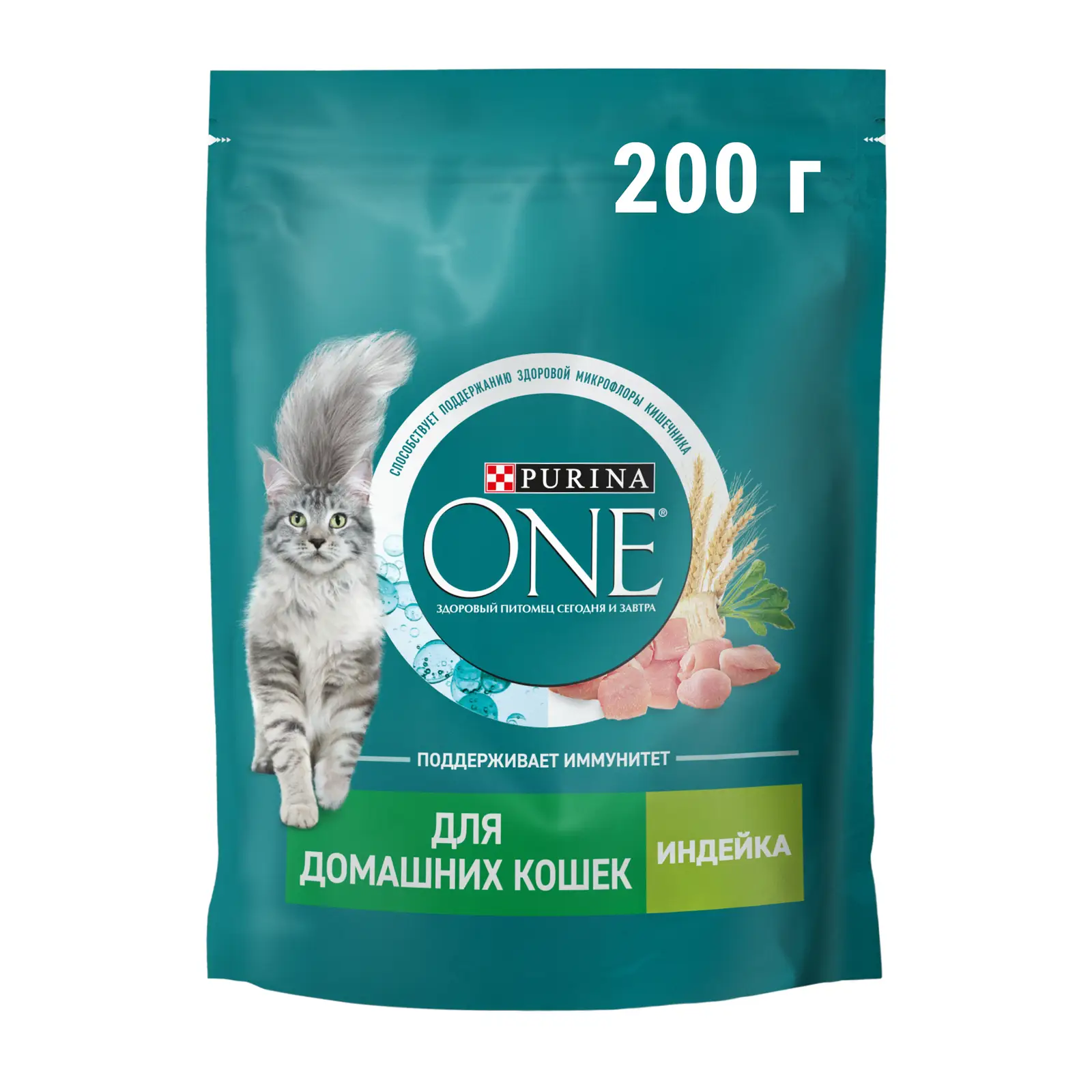 Изображение товара Сухой корм Purina One для взрослых кошек с индейкой и злаками 200г