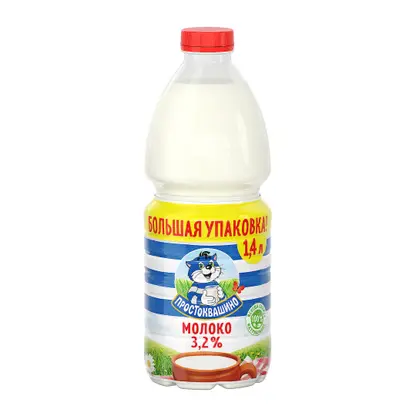 Изображение товара Молоко Простоквашино пастеризованное 3.2% 1.4л
