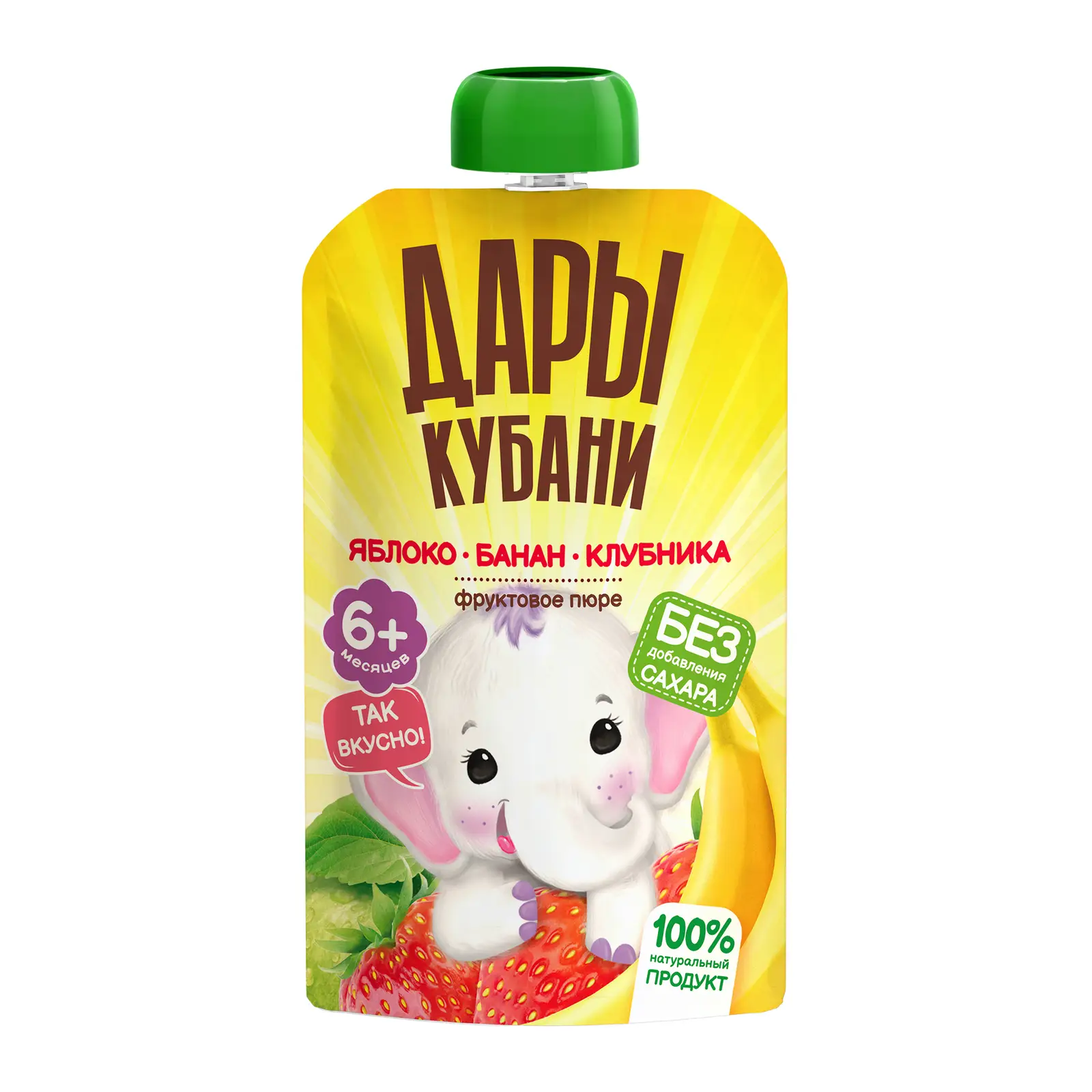 Изображение товара Пюре Дары Кубани Яблоко банан клубника 90г