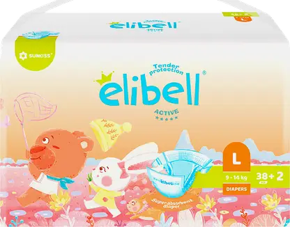 Подгузники для детей Elibell Active р.L 9-14кг 40шт