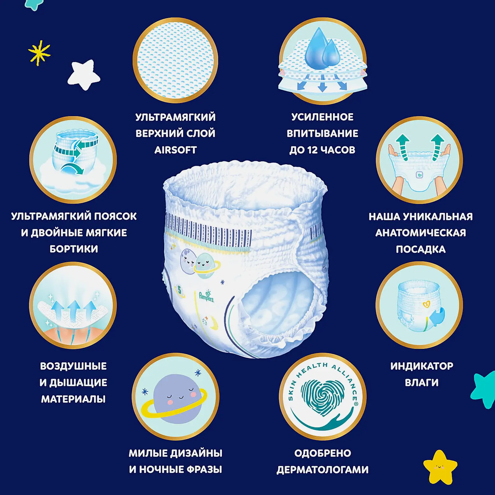 Подгузники-трусики Pampers Premium Midi ночные р.3 6-11кг 28шт - фото 3