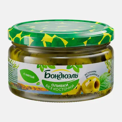 Оливки без косточки с мятой Бондюэль 200г