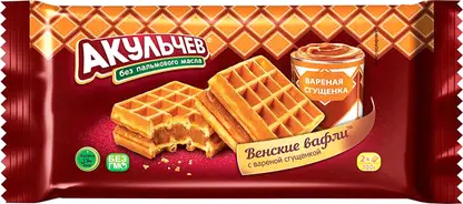 Изображение товара Вафли Акульчев Венские со вкусом вареной сгущенки 100г