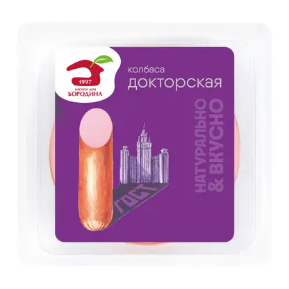 Изображение товара Колбаса Мясной дом Бородина Докторская вареная нарезка 190г