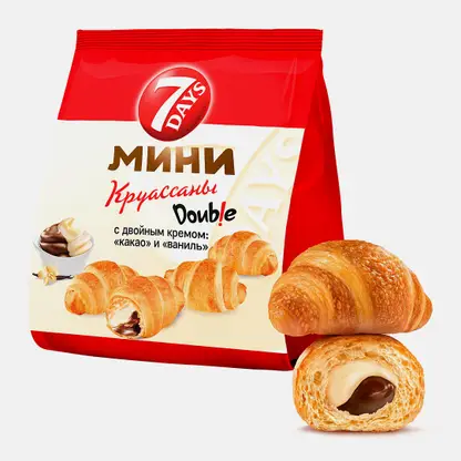 Мини-круассаны с двойным кремом какао ваниль 7Days 265г
