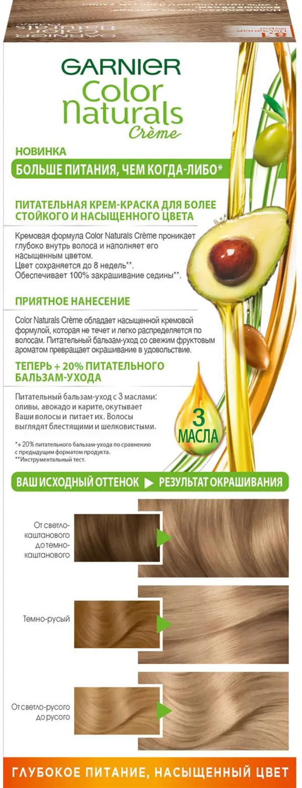 Стойкая крем-краска для волос Garnier Color Naturals питательная оттенок 8.1 Песчаный берег