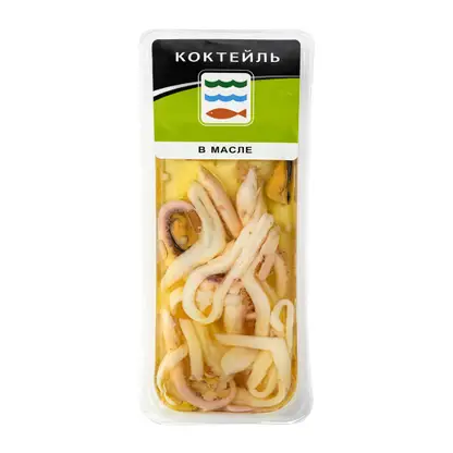 Изображение товара Коктейль из морепродуктов 3 Fish в масле 150г - морской деликатес