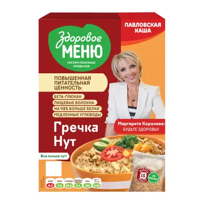 Изображение товара Каша гречневая Здоровое меню Павловская с нутом 400г