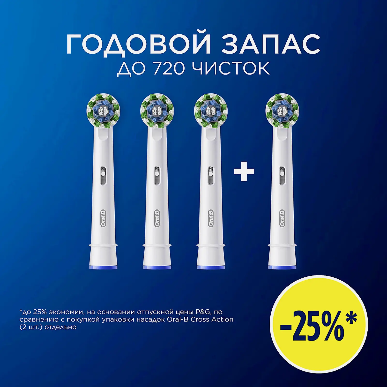 Насадка сменная Oral-B Crossaction для электрической зубной щетки 4шт - фото 7