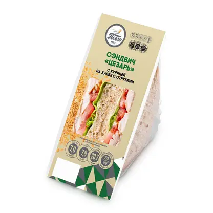 Изображение товара Сэндвич отрубной с курицей и соусом Цезарь 200г