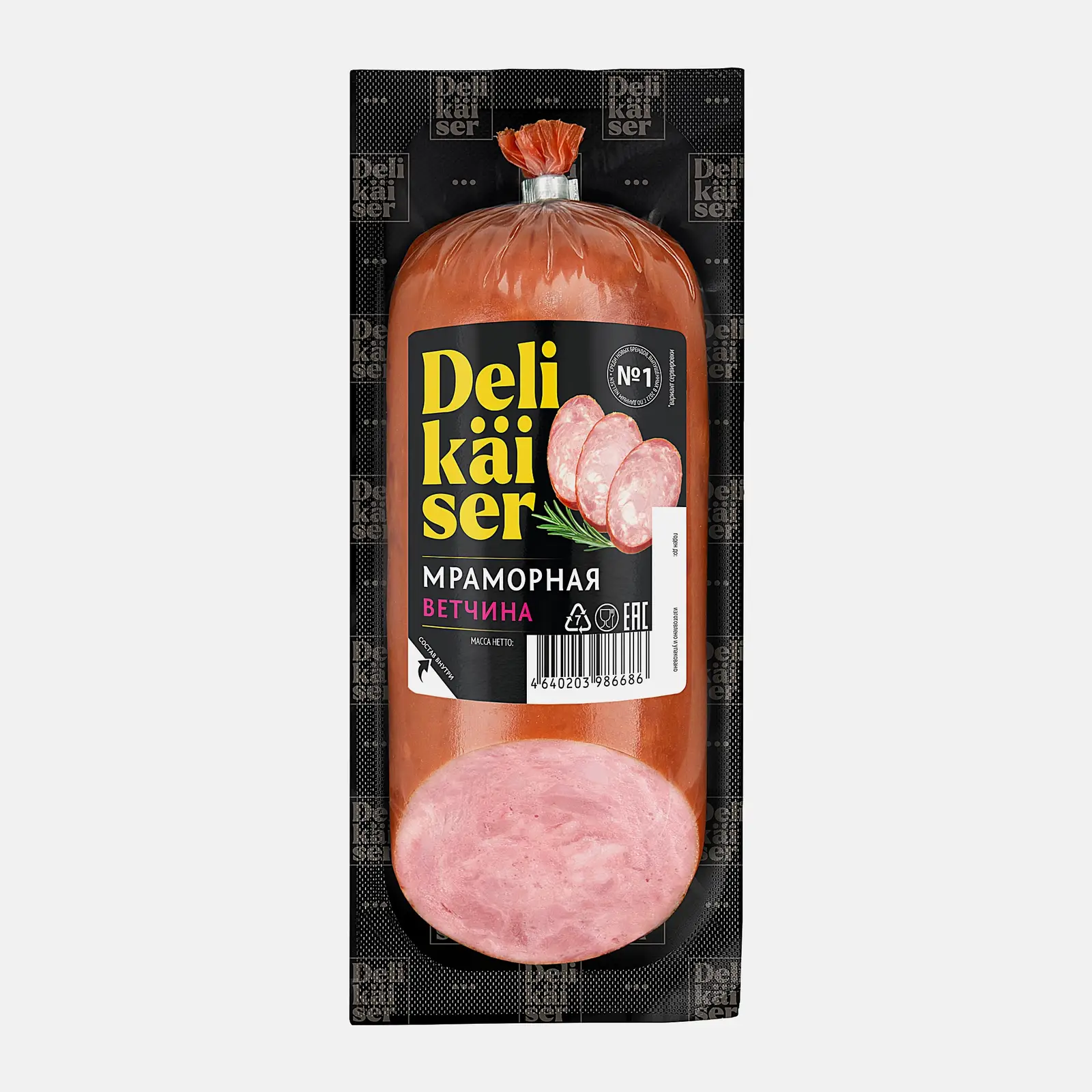 Изображение товара Ветчина Мраморная Delikaiser 350г мясной деликатес свинина