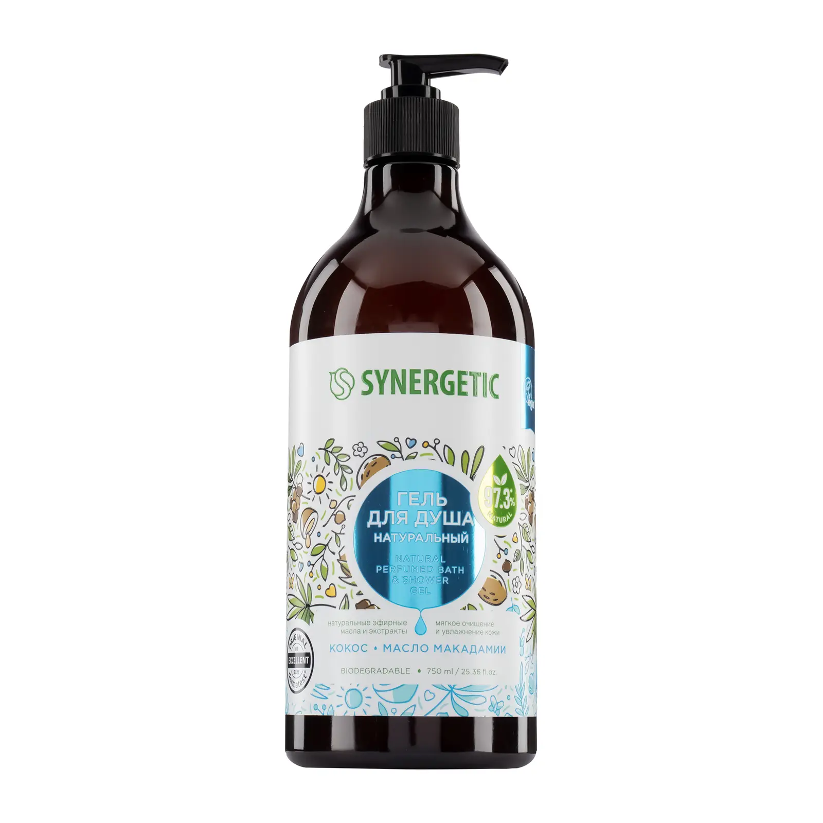 Гель для душа Synergetic Кокос и масло макадамии 750мл