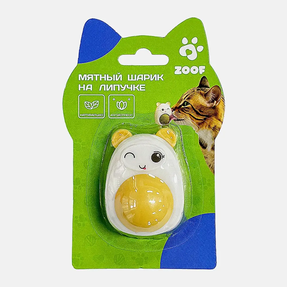 Игрушка для кошек Мятный шарик на липучке