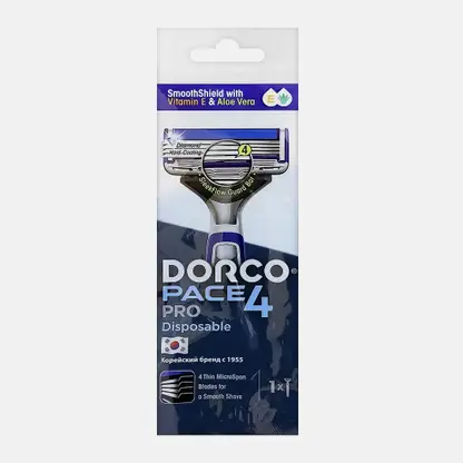 Одноразовый станок для бритья 4 лезвия мужской Dorco Pace 4 Pro