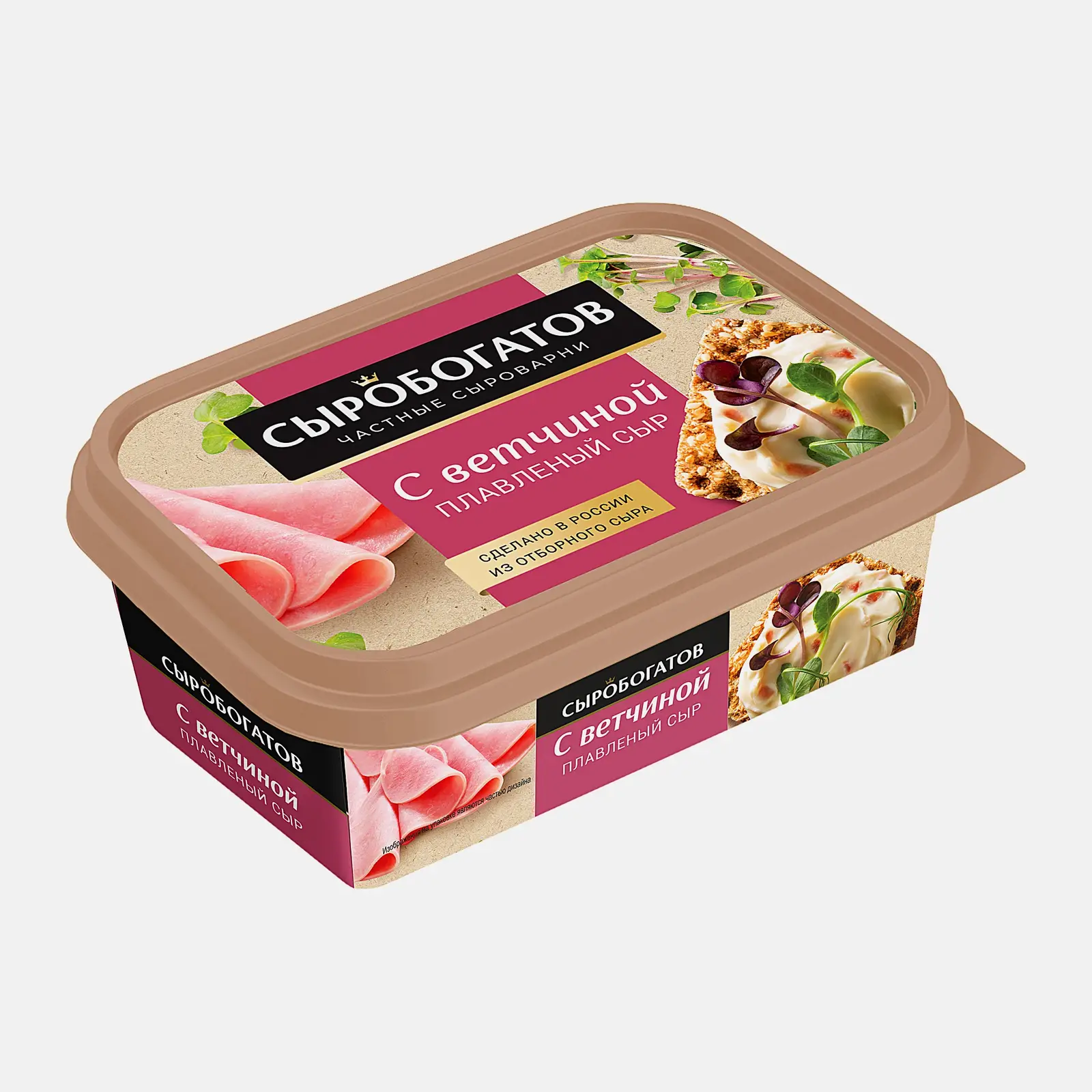 Изображение товара Плавленый сыр с ветчиной Сыробогатов 200г мягкий и вкусный