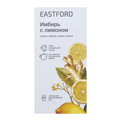 Изображение товара Напиток чайный Eastford имбирь лимон 12пак 72г