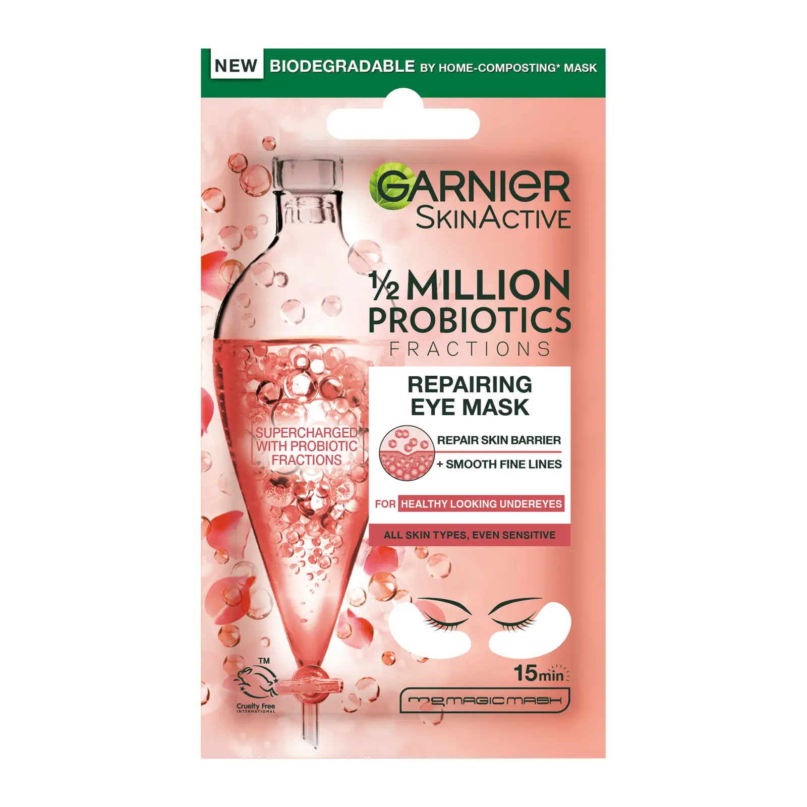 Патчи для глаз Garnier Skin Naturals тканевые восстанавливающие с пробиотиками 6г