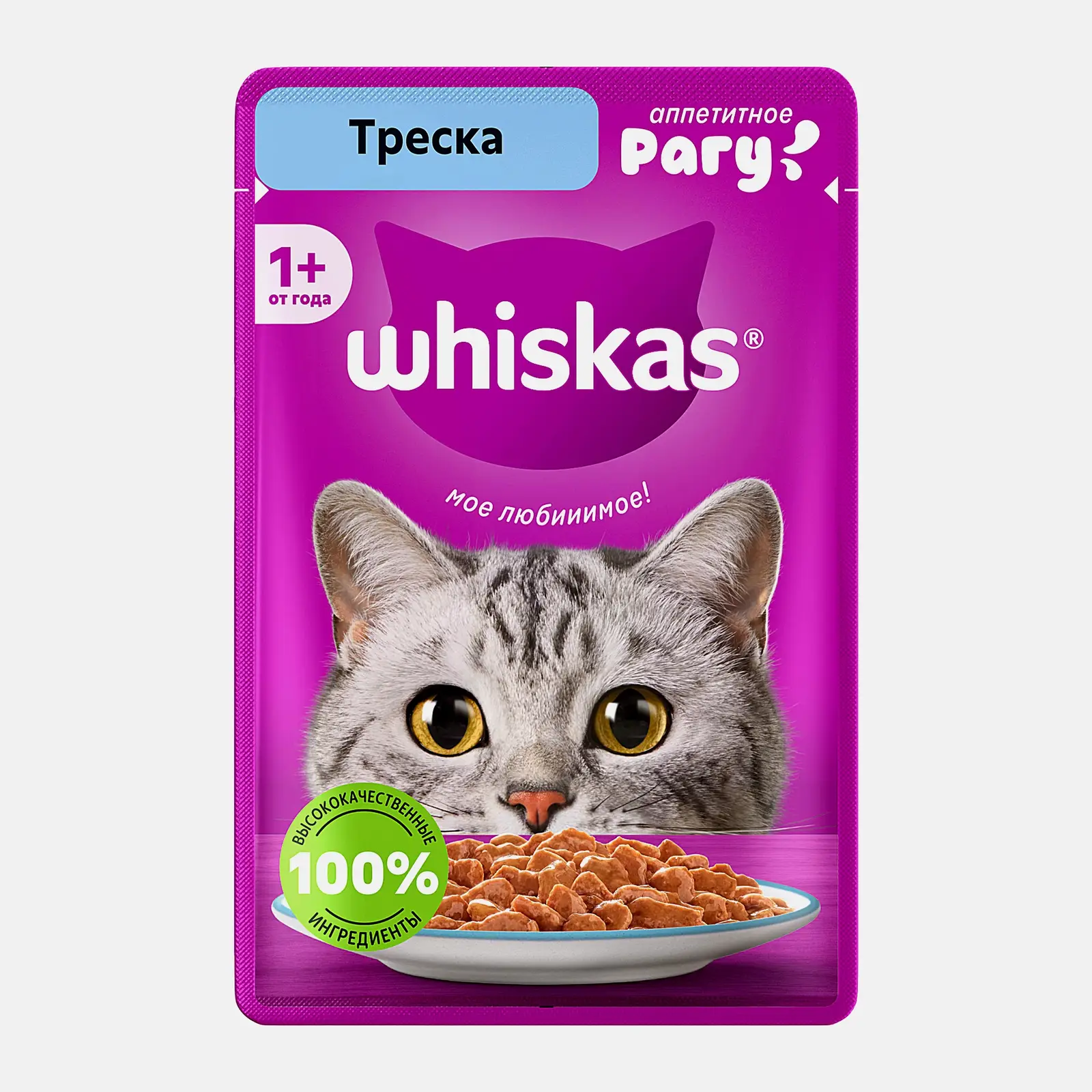 Изображение товара Влажный корм для кошек Whiskas рагу с Треской 75г