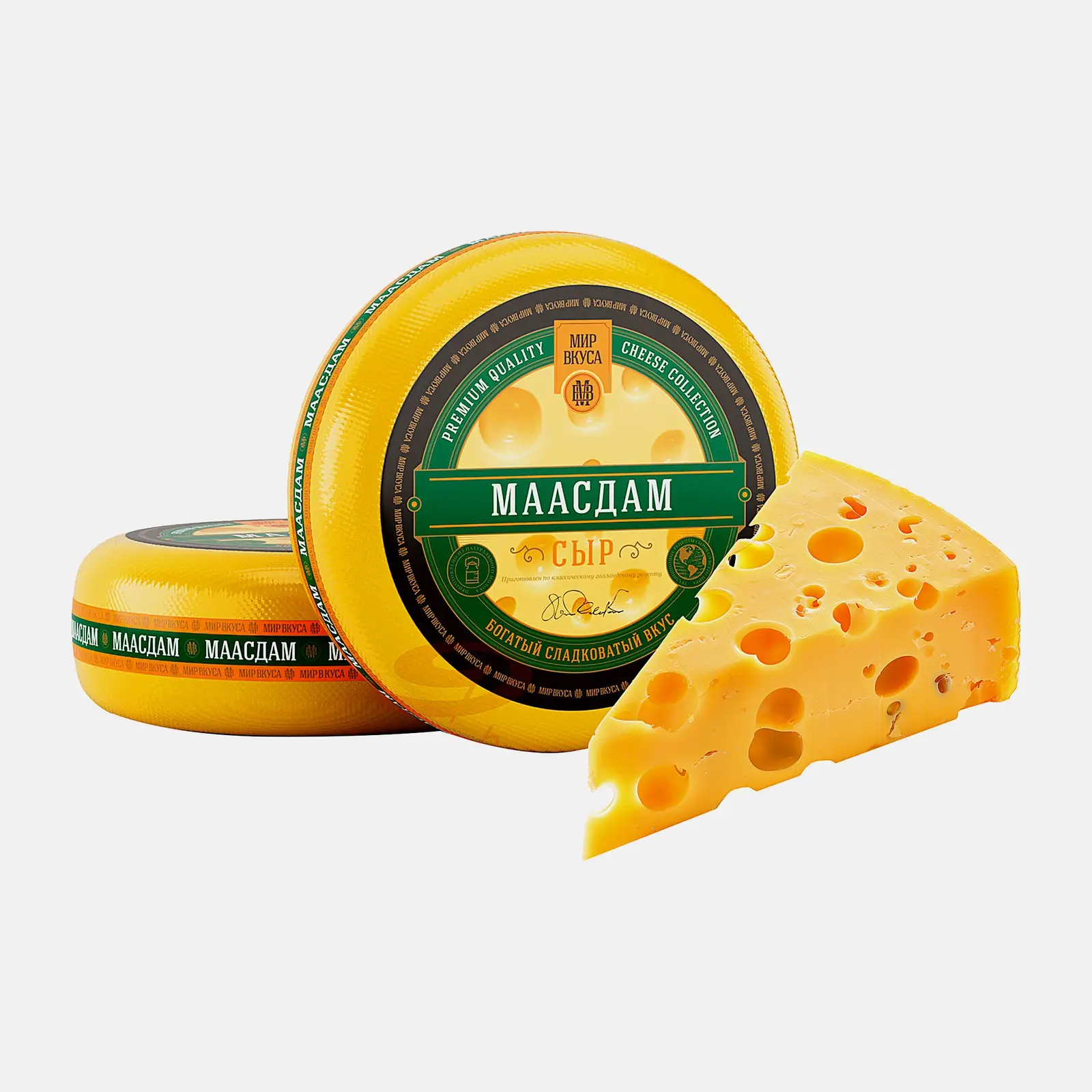 Сыр Мир вкуса Маасдам 45% весовой Сыр Мир вкуса Маасдам 45% весовой